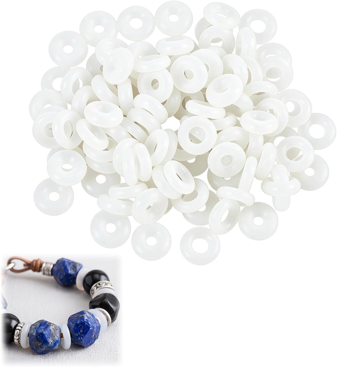 Pack of 100 Transparent Silicone Caps for Snake Chains, Non-Slip Rings for Charm Bracelets, Elastic Bands Alone or - ShopVlot