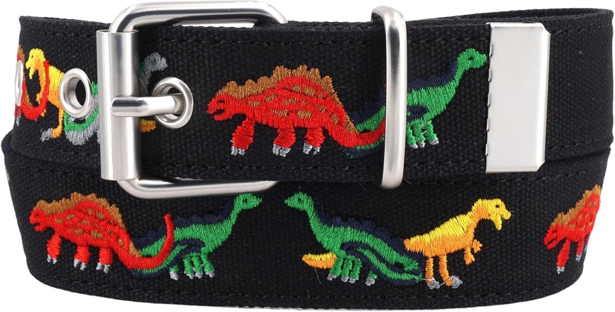 Mooie stoffen kinderriem >DINO< voor jongens - universeel passende riem voor jongens van ca. 3 tot 12 jaar - ShopVlot