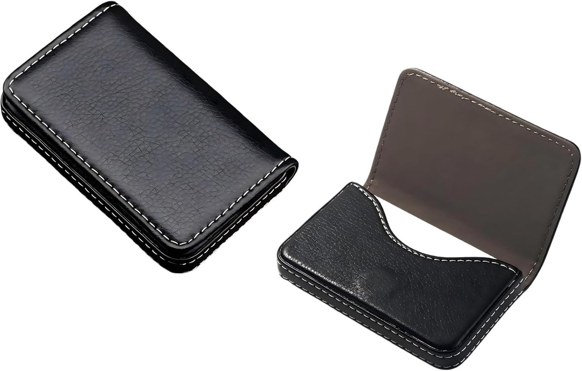 1 x Business Card Case, Flip Style PU Leather, High-Quality Business Card Holder with Magnetic Closure, Luxury PU - ShopVlot