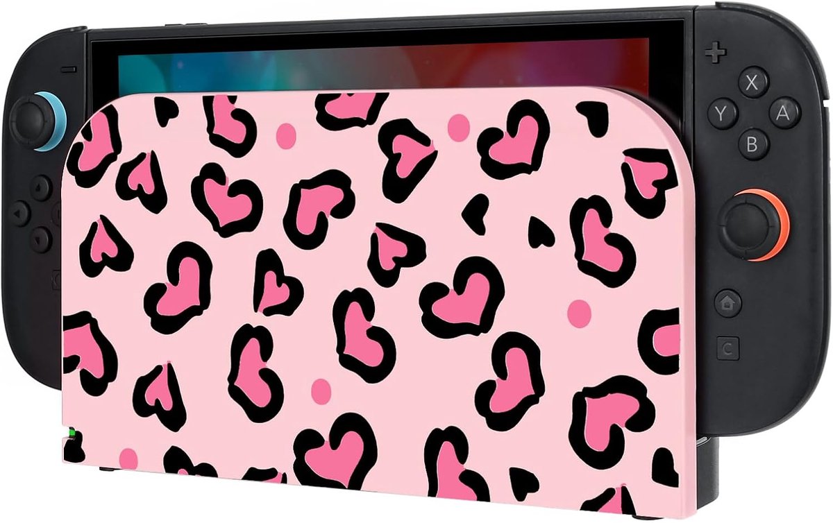 DLseego Hard Protective Cover Compatible with Switch 2 Dock Station, Heart Leopard PC Silicone Shell Case - ShopVlot
