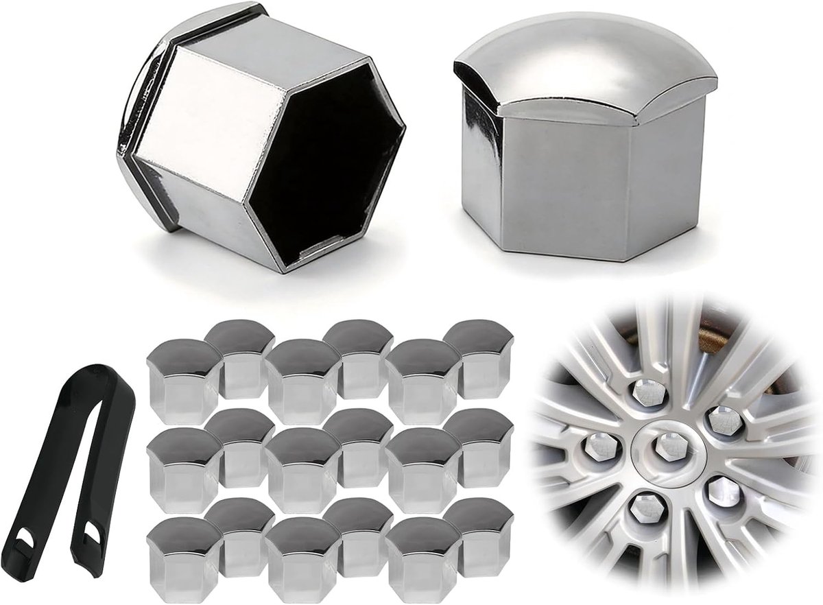Wielmoerdoppen 17 mm, set van 20 stuks PA66 duurzame wielmoerdoppen, anti-corrosie, stofbescherming, stijlvolle - ShopVlot