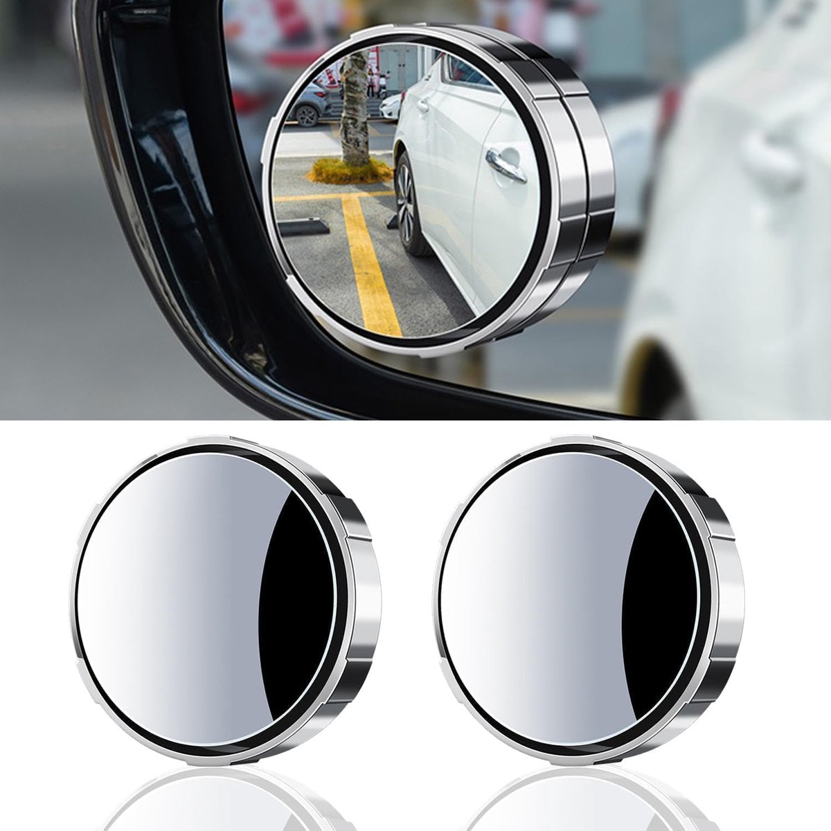 2 stuks auto dode hoekspiegel, 360° zuignap auto convex groothoek zijspiegel, achterwaarts ondersteunende dode - ShopVlot