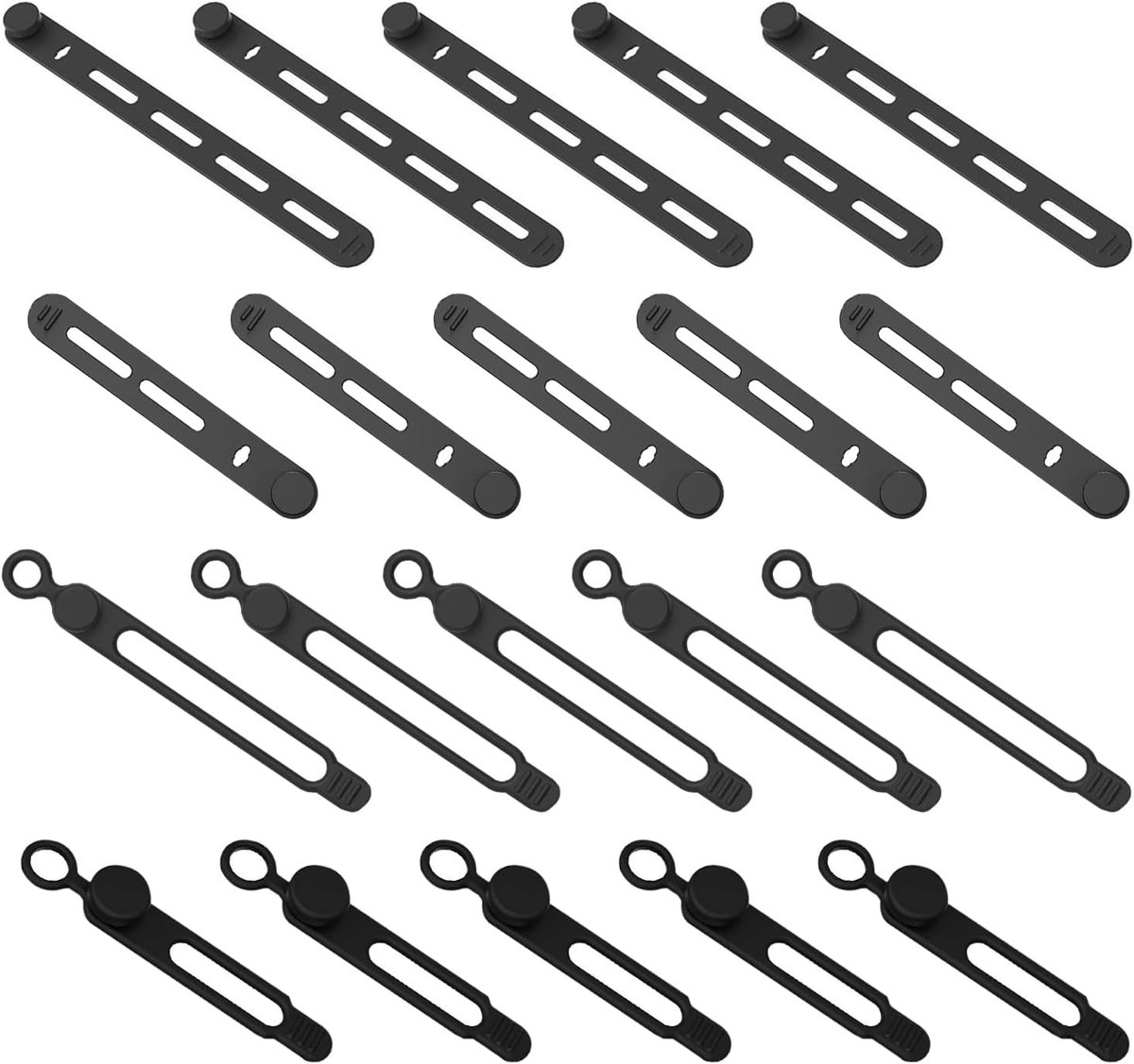20 Pieces Of Black Silicone Cable Tie Set, Reusable Data Cable Storage Device, Wiring Harness Cable Tie, Household - ShopVlot