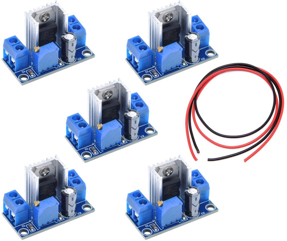 5Pcs LM317 DC-DC Converter 4.2-40V Buck Step-Down Adjustable Voltage Regulator Circuit Board for Ardunio with 24 AWG - ShopVlot
