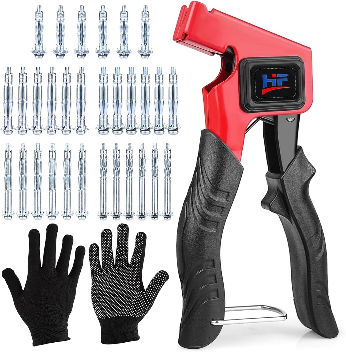 Metal Dowel Set with Pliers, Hollow Wall Anchor Tool Set, 30 Hollow Partition Plugs (5 Sizes), with Work Gloves - ShopVlot