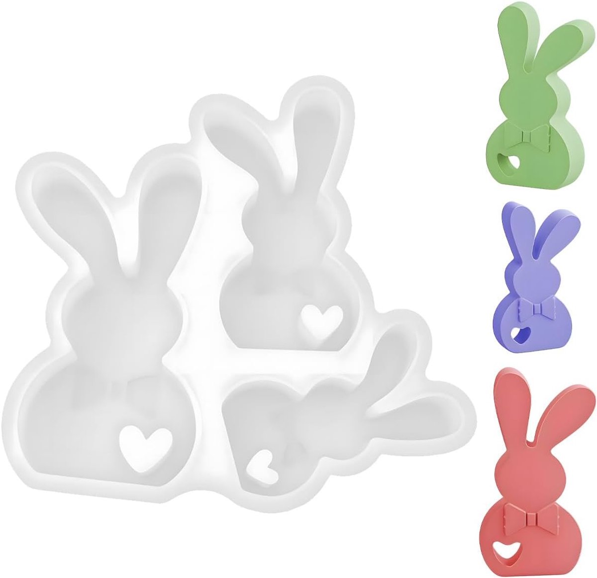 Silikonformen Gießformen Ostern, 3 Stück Osterhase Silikonform Kaninchen, Gießformen Silikon Frühling für DIY - ShopVlot
