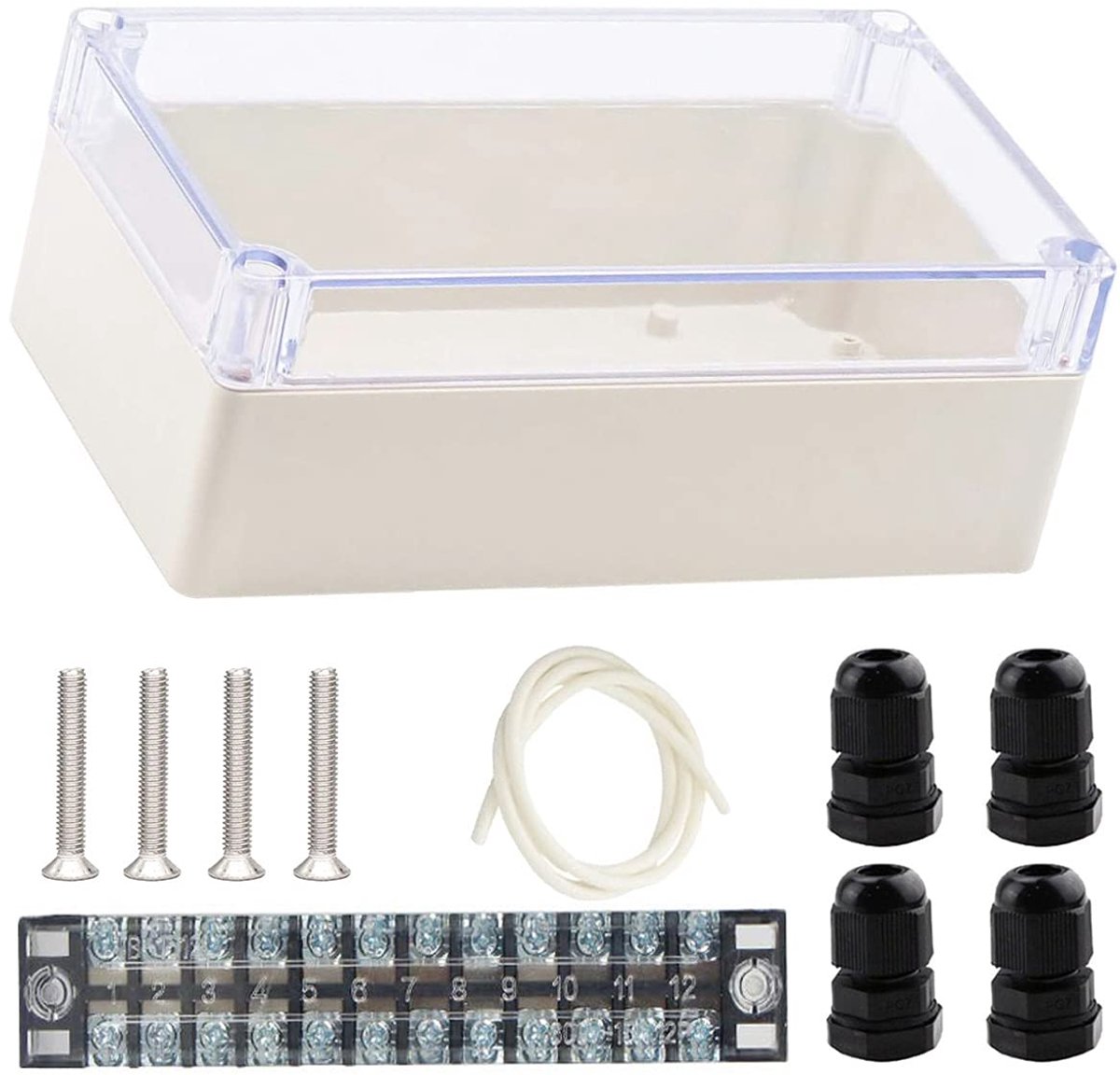 ABS Plastic Junction Box 158 x 90 x 60 mm IP65 Waterproof Electronic Project Enclosure Transparent Cover for Outdoor - ShopVlot