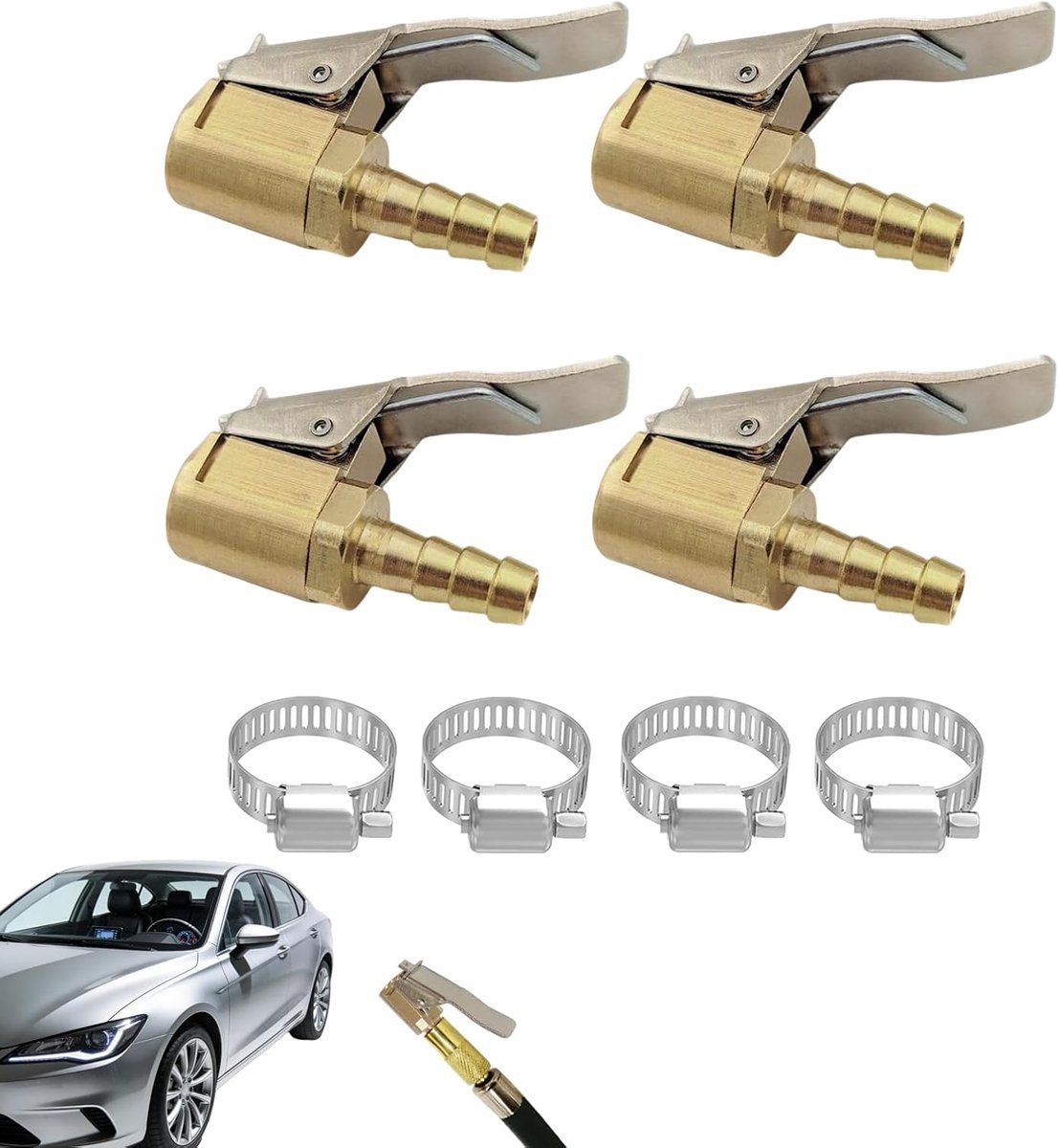 4pcs 6mm Inflation Tip Set of Universal Pneumatic Drill Holder with Compressor Attachment for Cars, Vans, Trucks - ShopVlot