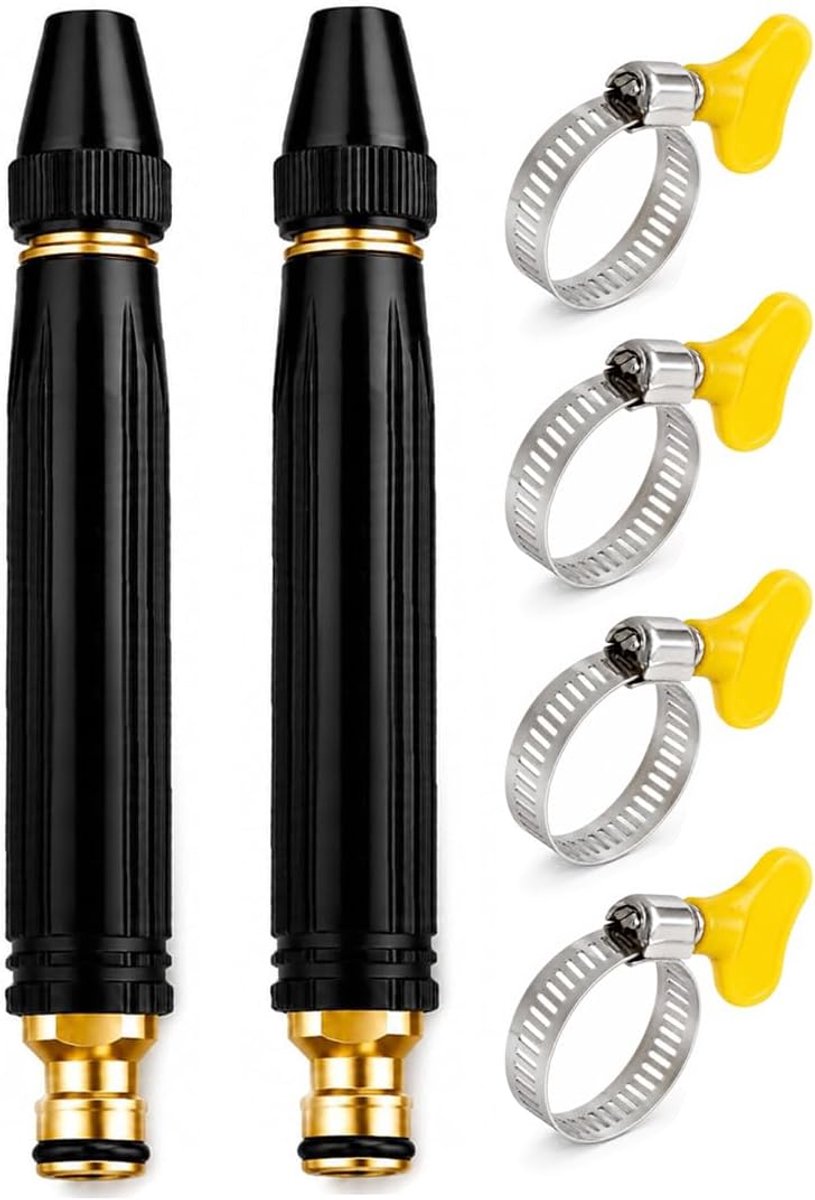 2 stuks tuinslang, tuinslangsproeier met 4 klemmen, geschikt voor tuinwasserslang, schuimsproeier voor schoonmaak - ShopVlot