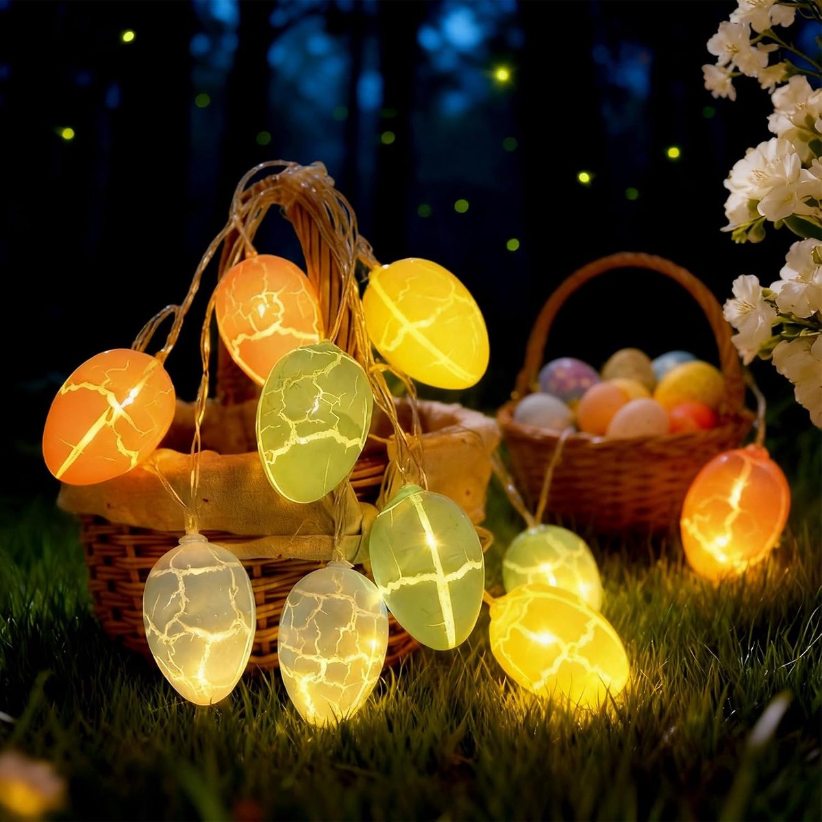 Easter Decorations Home 3M 20 LED Easter Eggs Battery Operated Colorful Easter String Lights for Indoor Outdoor Window - ShopVlot