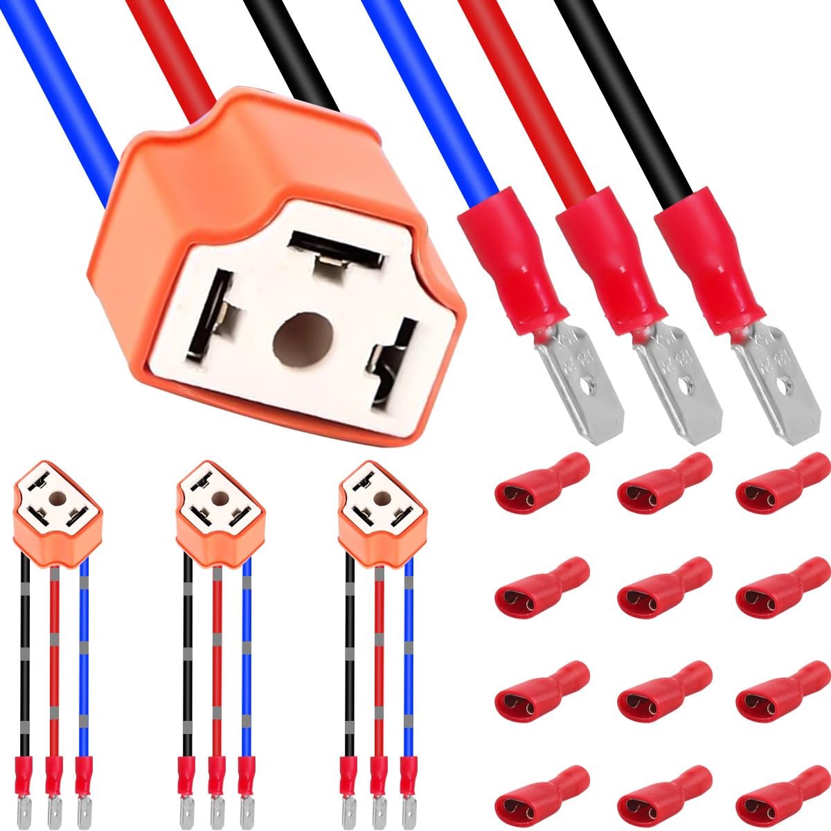 H4 Wiring Harness Connector, Pigtail Female Plug H4 9003 HB2, 14 AWG Ceramic Wire Harness Plug for Vehicle - ShopVlot