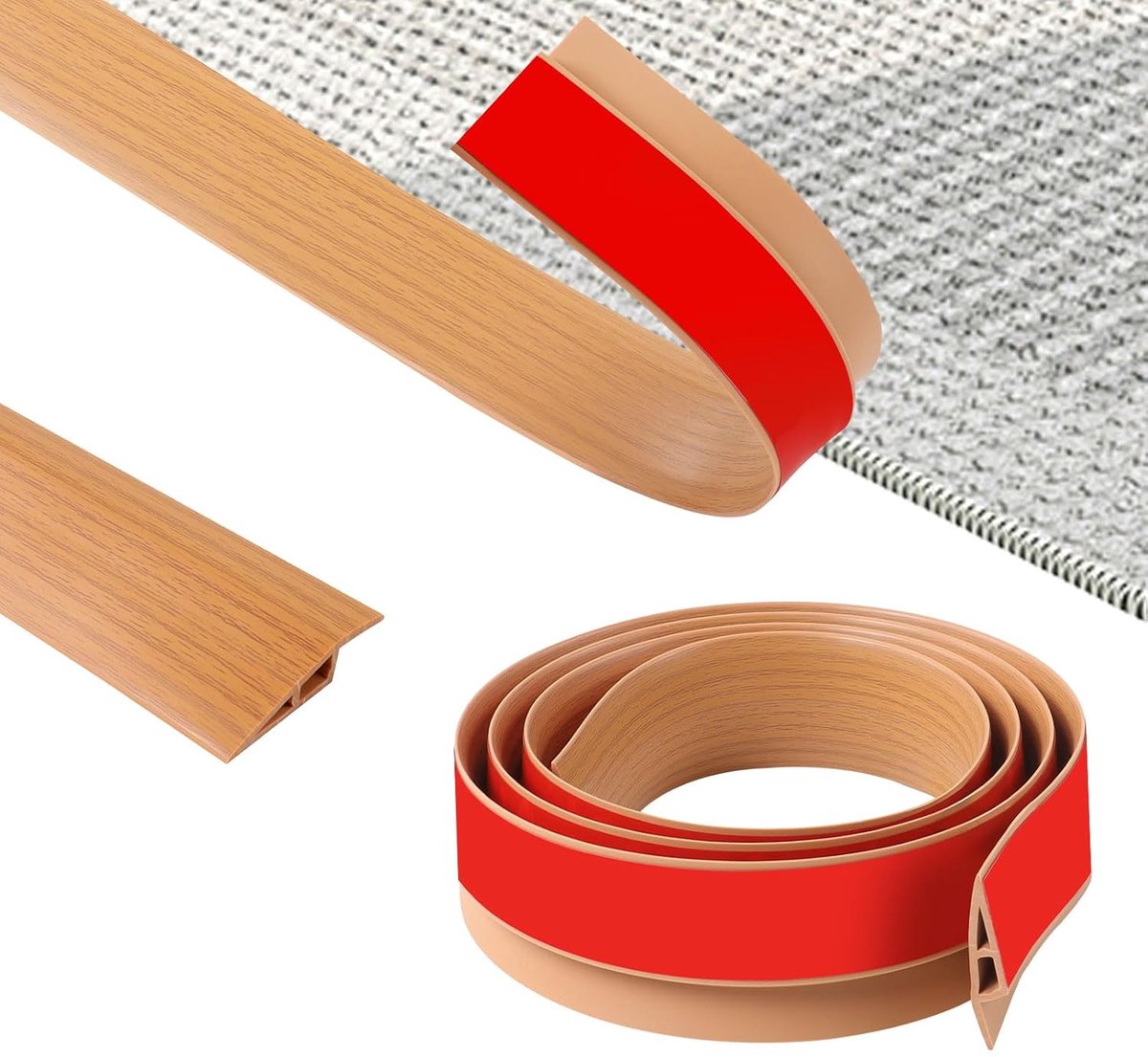 200 cm PVC transition profile, self-adhesive, flexible floor strip, non-slip, carpet transition rail for carpeting - ShopVlot