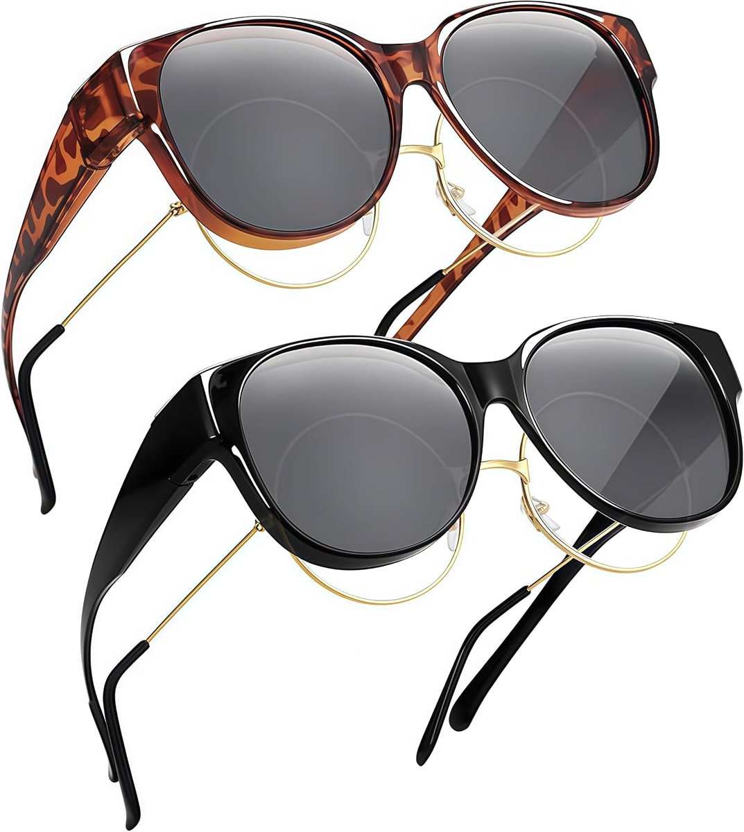 Pack of 2 Polarised Sunglasses for Men and Women on Stackable Glasses Anti-Glare UV400 Protection Ultra Light for - ShopVlot