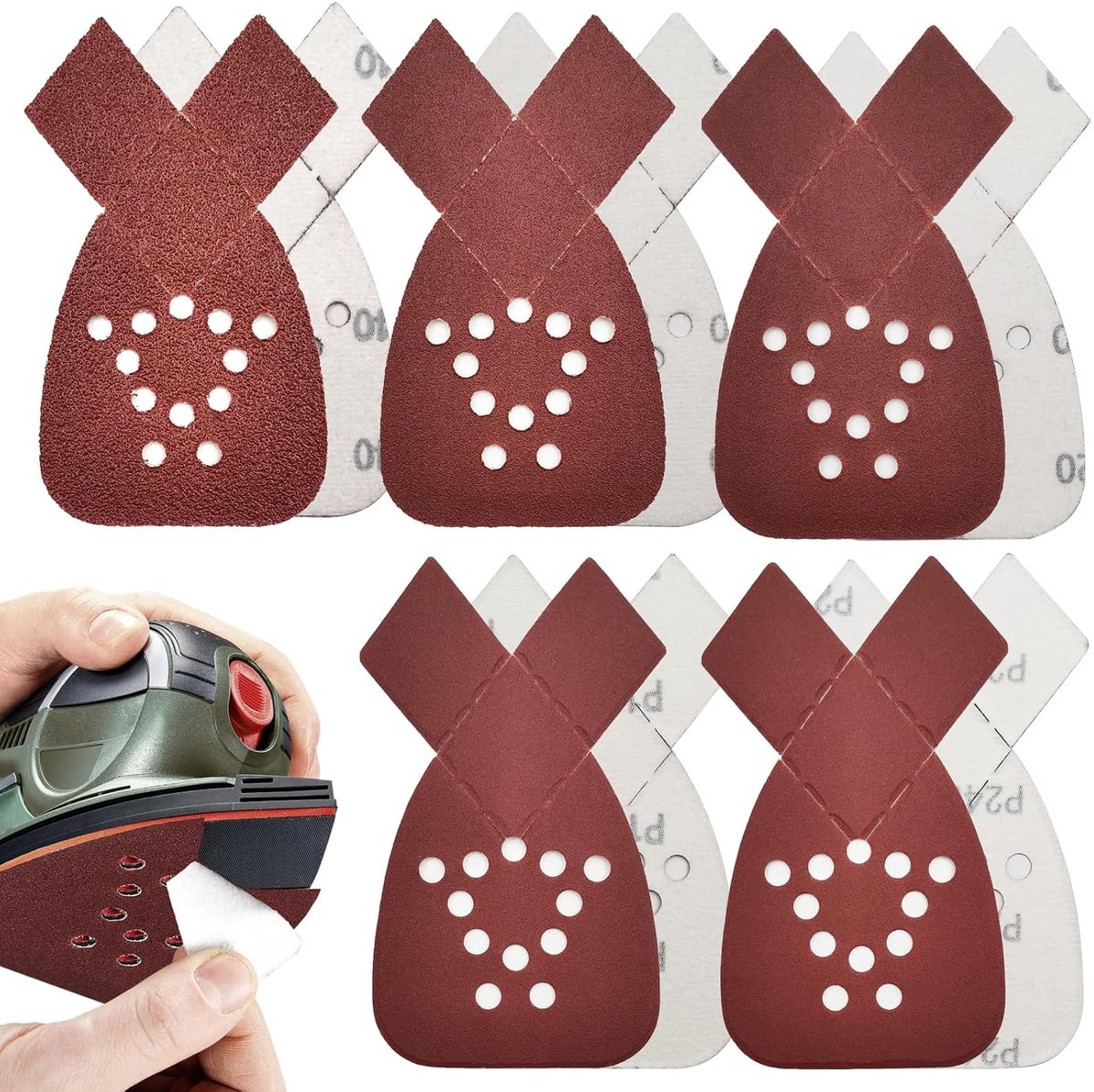 Triangular Sandpaper Mice 95 x 135 mm, Pack of 50 for Black & Decker Sanding Mice (Mixed Grain) - ShopVlot