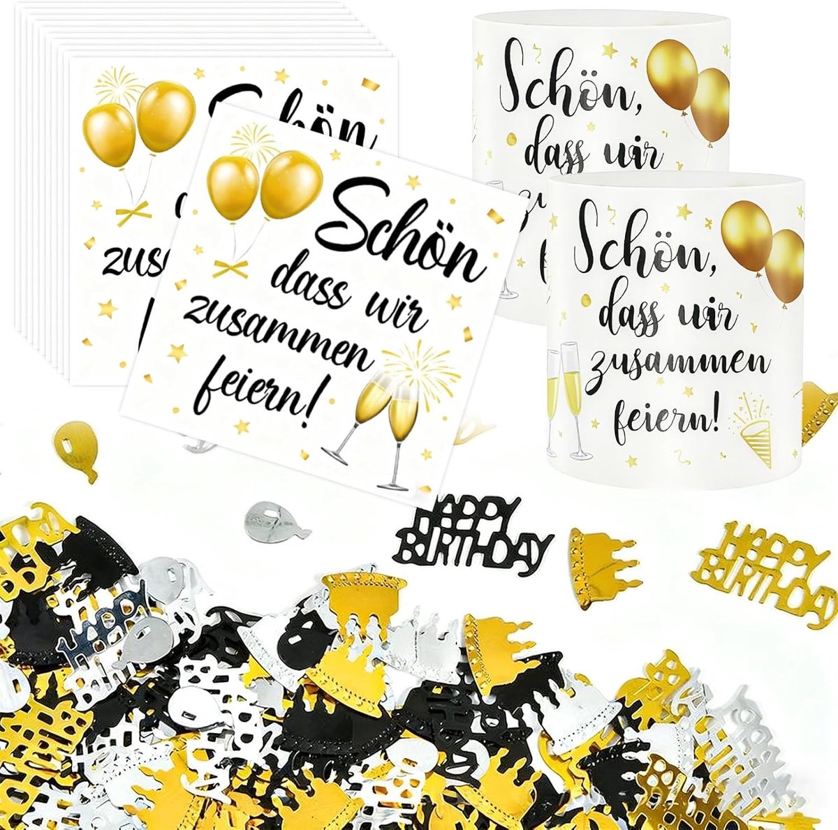 20 stuks servetten 8 windlichten tafeldecoratie 300 confetti verjaardagsdecoratie "Dat we samen vieren 30 40 50 60 70 - ShopVlot