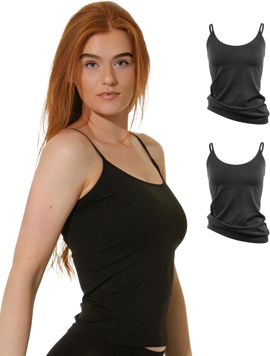 Yenita Seamless Spaghetti Straps in Black, White or Skin, Black - ShopVlot