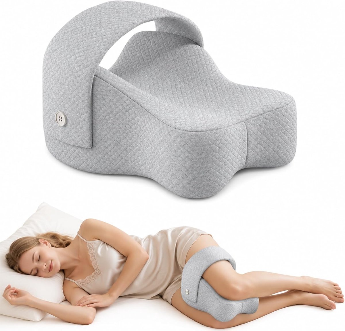 kniekussen voor zijslapers - ergonomisch 25x35x13cm - memory schuim - pijnverlichting - ShopVlot