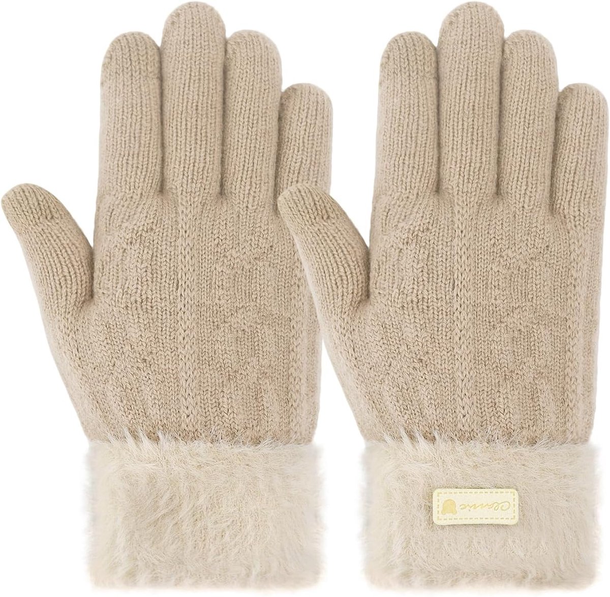 Winterhandschoenen voor dames - dikke pluche manchetten - gebreid - ideaal voor rijden - ShopVlot