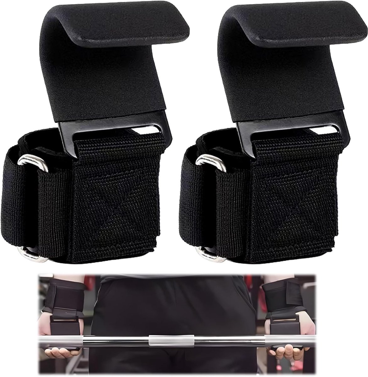 Gewichthefhaak met polsbandages - leer - ergonomisch - meer stabiliteit voor krachttraining - ShopVlot
