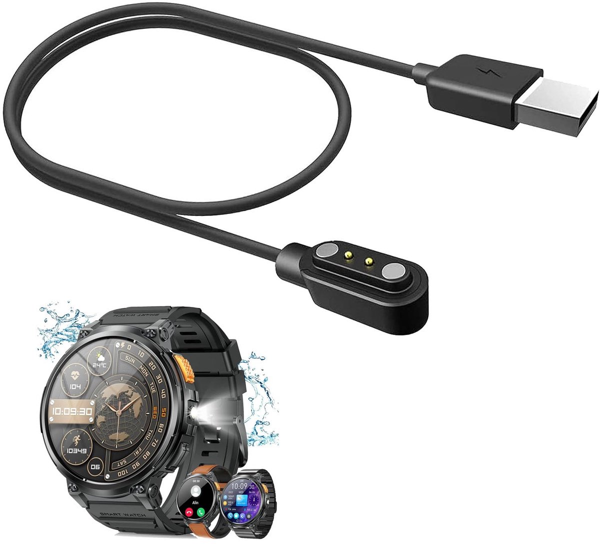 Oplaadkabel smartwatch 1,85 inch K66 - USB-kabel - compatibel met BKOHJAJI - ideaal voor snelle oplading - ShopVlot