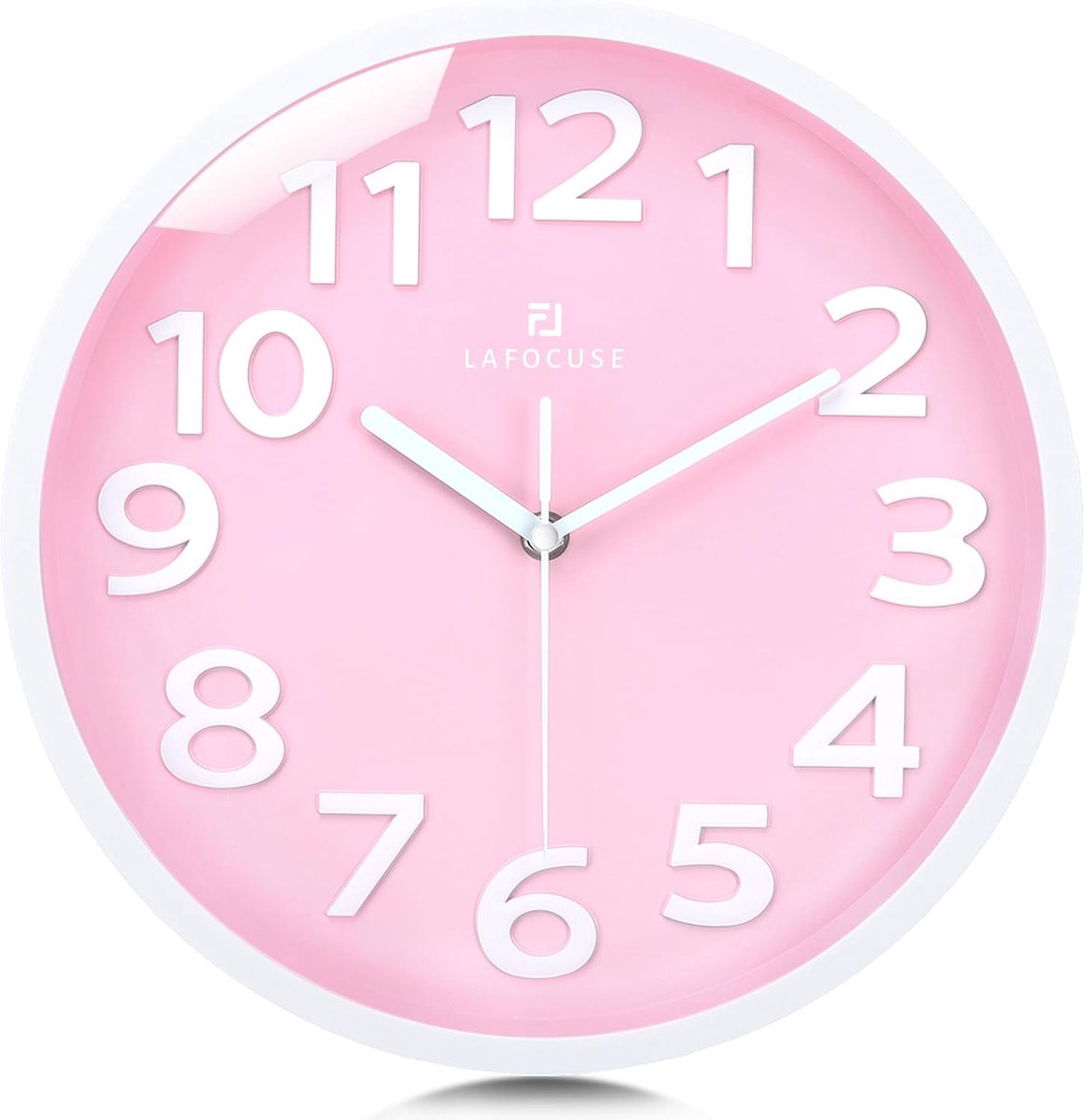 Wandklok 30cm - moderne roze - 3D Arabische cijfers - makkelijk af te lezen - ShopVlot