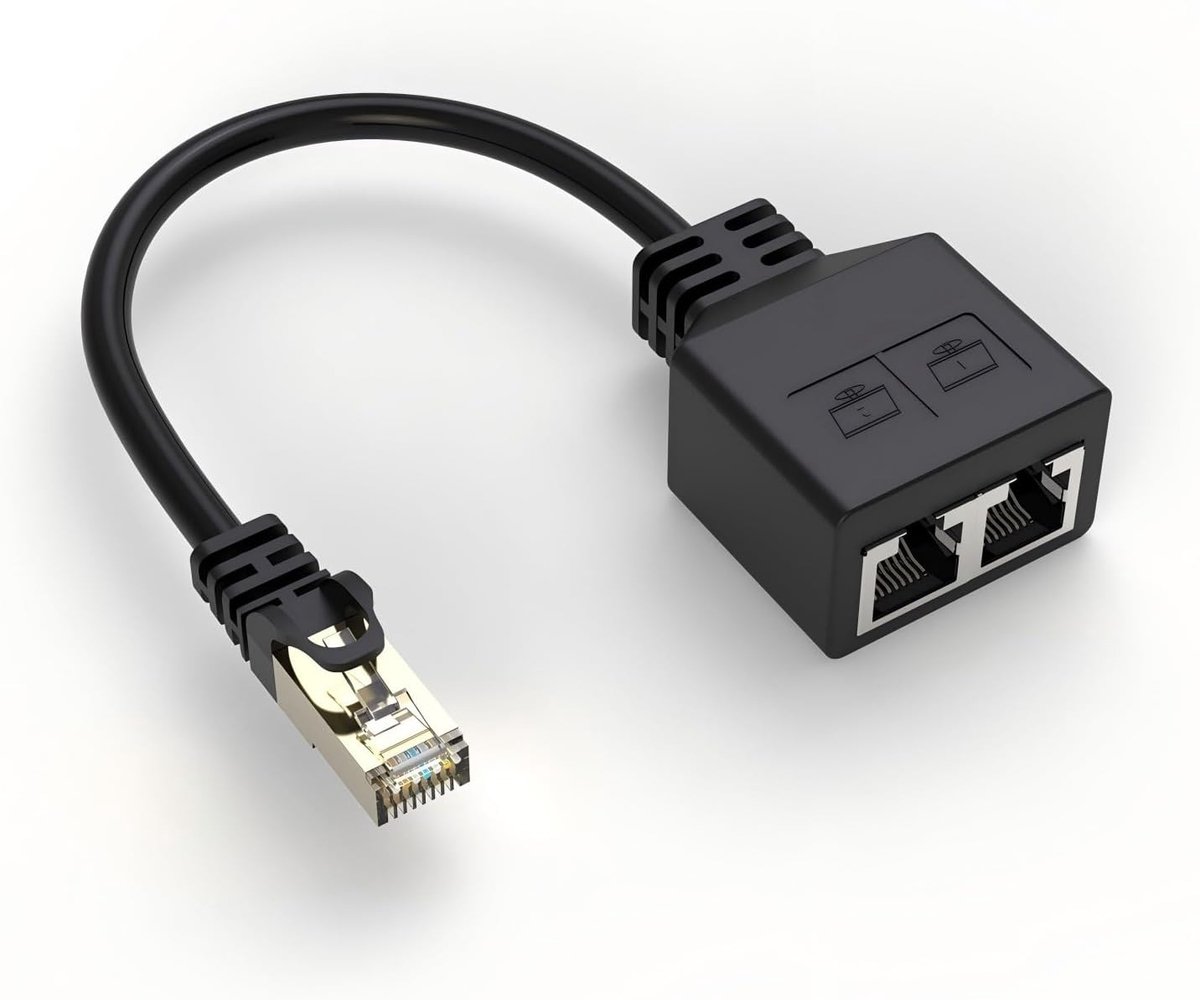 Ethernet splitter 1 naar 2 - RJ45 splitter adapter - goudgeplated - eenvoudig kabelbeheer - ShopVlot