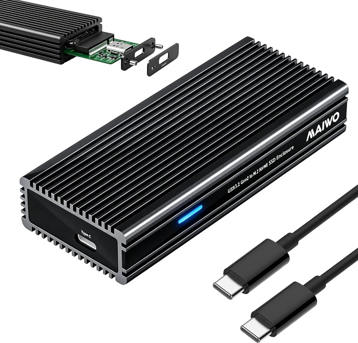 M.2 NVMe SSD behuizing - 20Gbps USB 3.2 Gen2x2 - aluminium met koeling - ideaal voor snelle bestandsoverdracht - ShopVlot