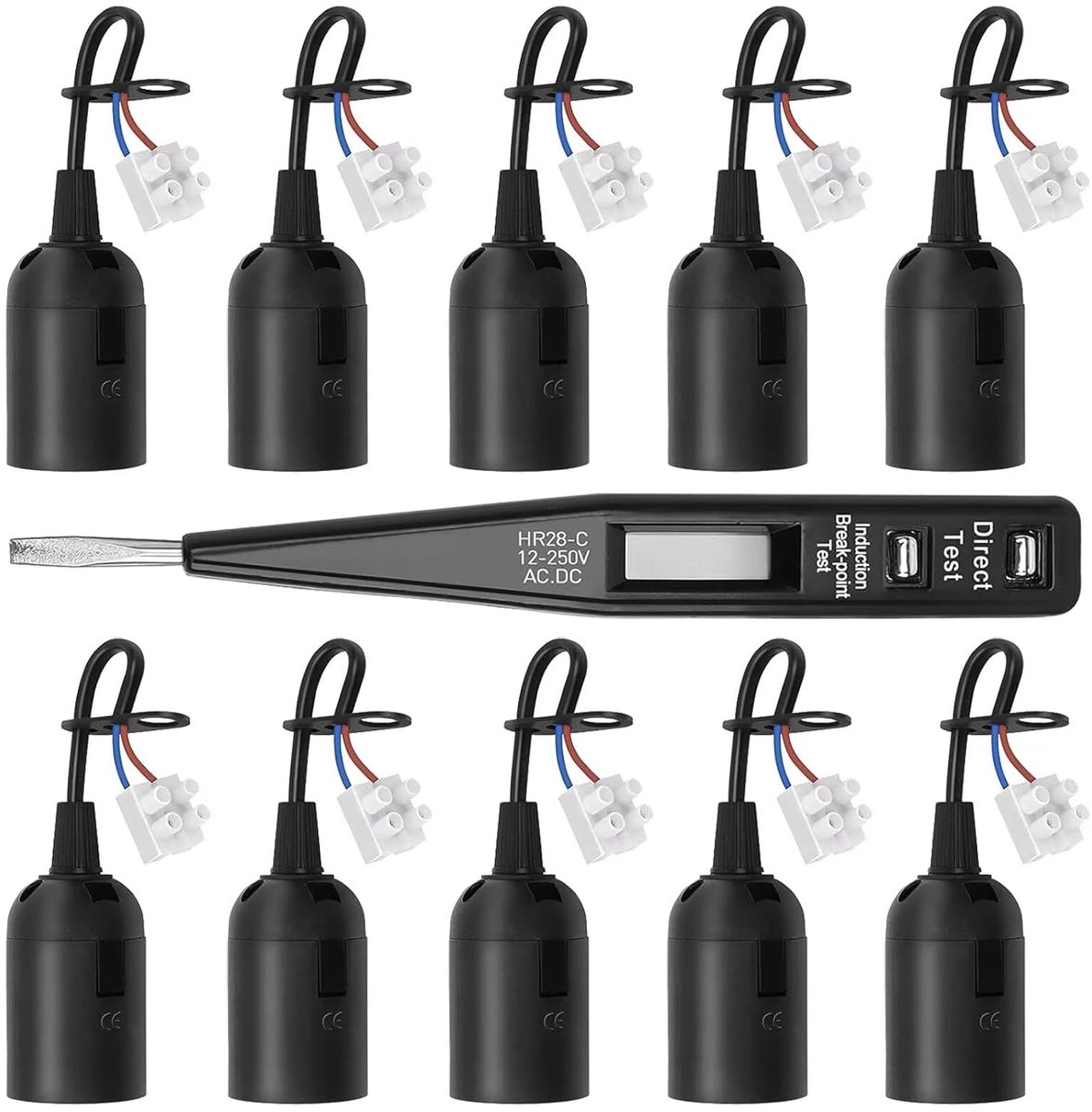 E27 fitting met kabel - 10 stuks - robuuste constructie - ideaal voor plafondlampen - ShopVlot