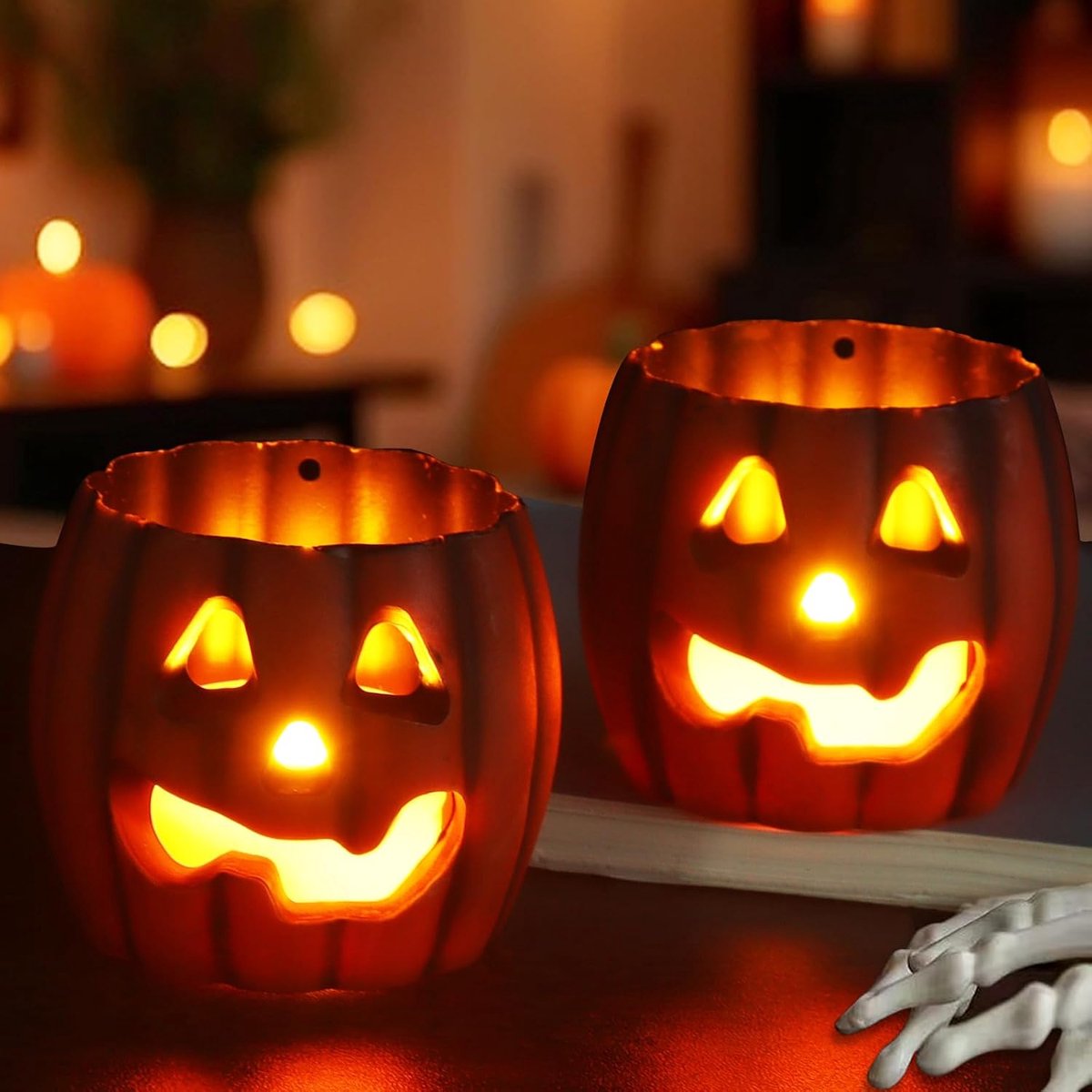 LED kaarsen set - Halloween pompoen lampen - flameless decoratie - sfeervolle verlichting voor binnen en buiten - ShopVlot
