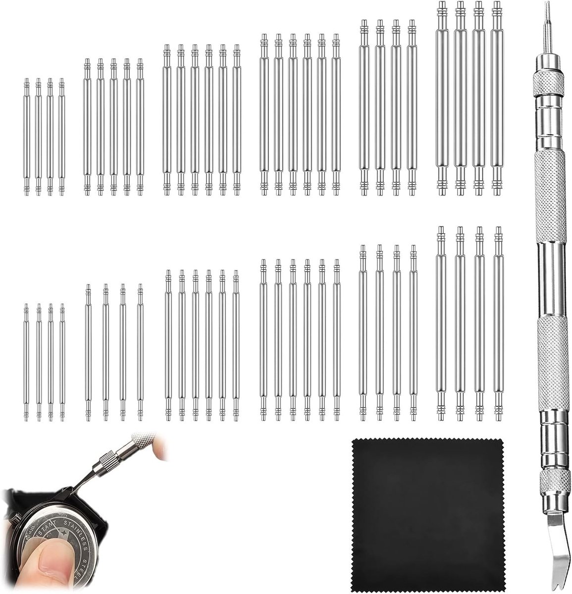 Veerstiftgereedschap set - 58-delige reparatieset - horlogebandpennen 16–26 mm - eenvoudig horlogebanden verwisselen - ShopVlot
