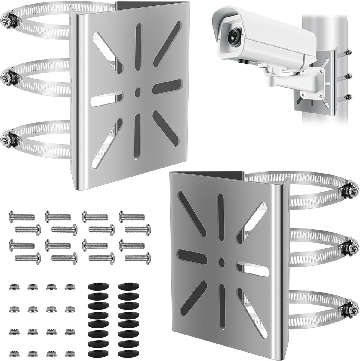 Surveillance camera holder met verstelbare lussen - RVS - Weerbestendig - Ideaal voor buitengebruik - ShopVlot