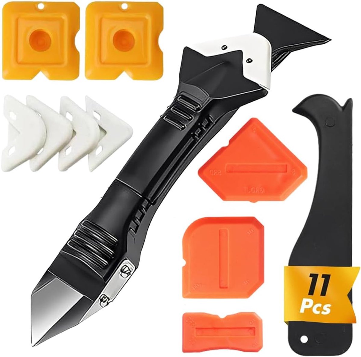 Professionele kit voor het afdichten van voegen - 5-in-1 silicone spatula - RVS en silicone - ShopVlot