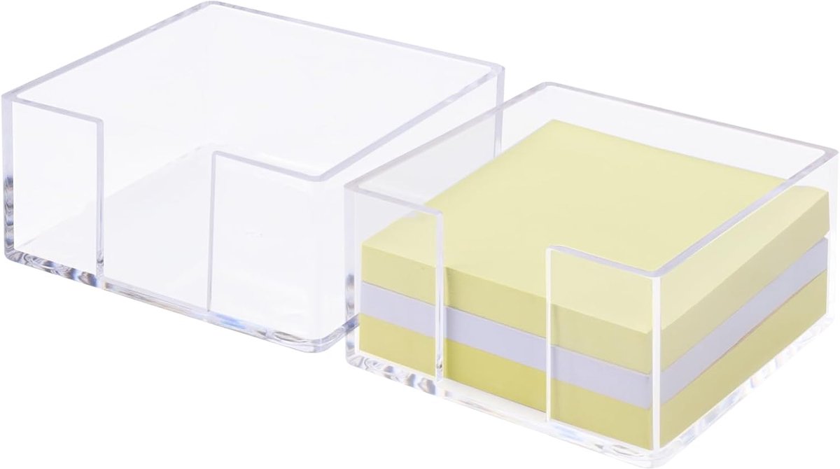 2 Pack Acrylic Sticky Note Holder, 8.5 x 8.5cm Non-Slip Crystal Clear Sticky Note Organizer Dispenser Memo Notepad - ShopVlot