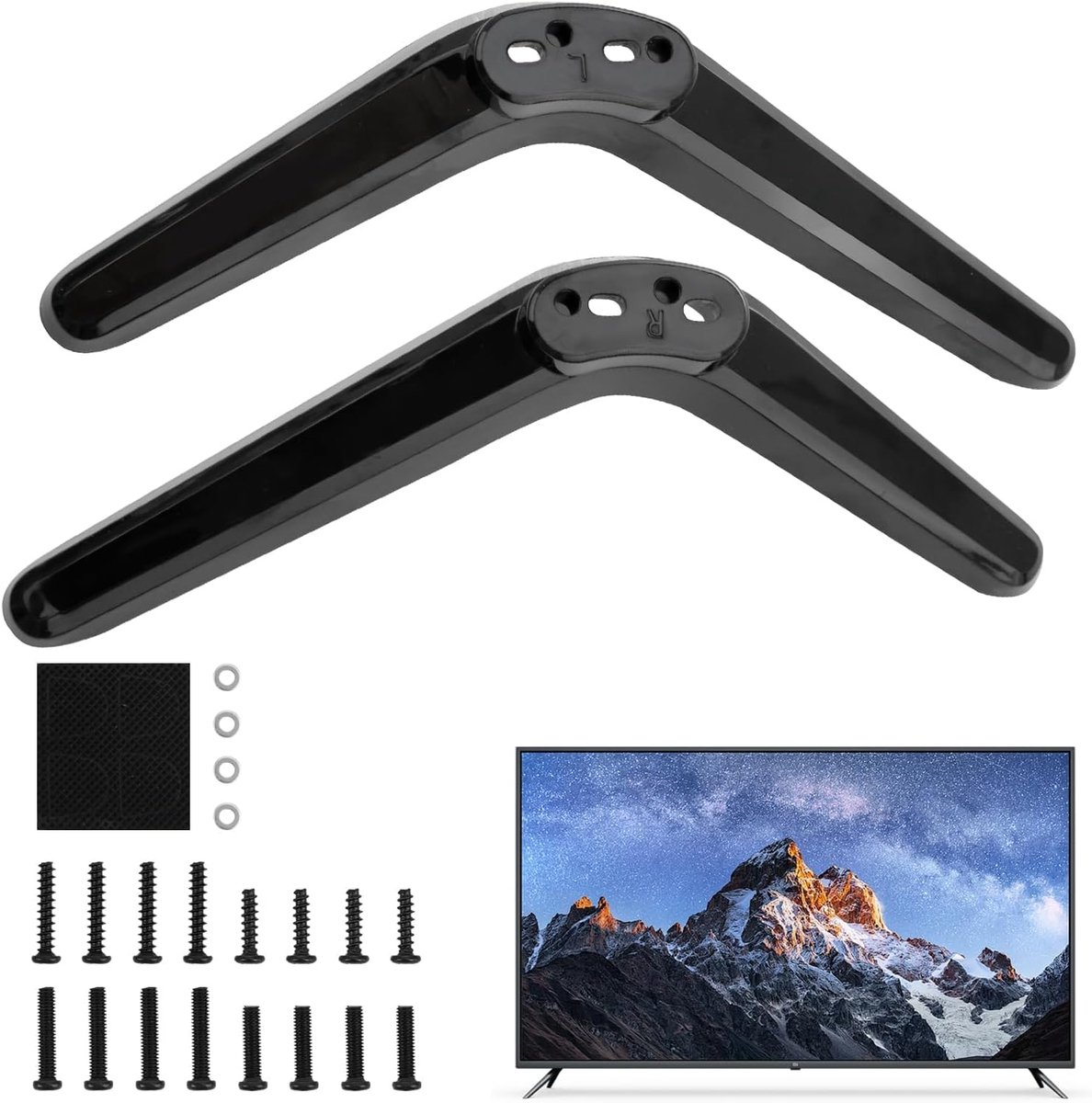 Universal TV Stand, TV Pedestal Feet with Screw Set, TV Stand, ABS TV Base for LED and Plasma Flat Screens, Non-Slip - ShopVlot