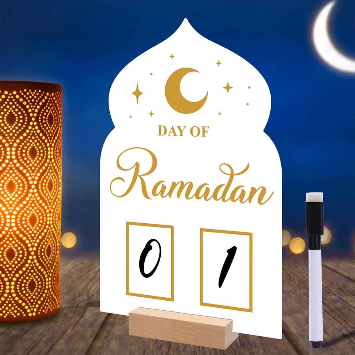 TZEKING Ramadan Advent Calendar, 30 Days Eid Advent Calendar, Handwritten Calendar on the Back, Acrylic for Ramadan - ShopVlot