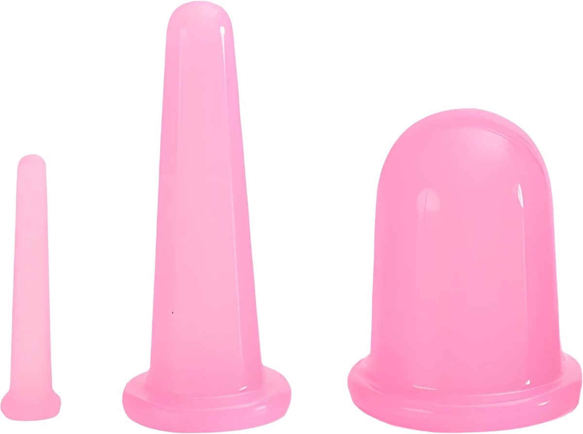 Cupping glazen set 5 stuks - siliconen - roze - ontspanning van spieren - ShopVlot