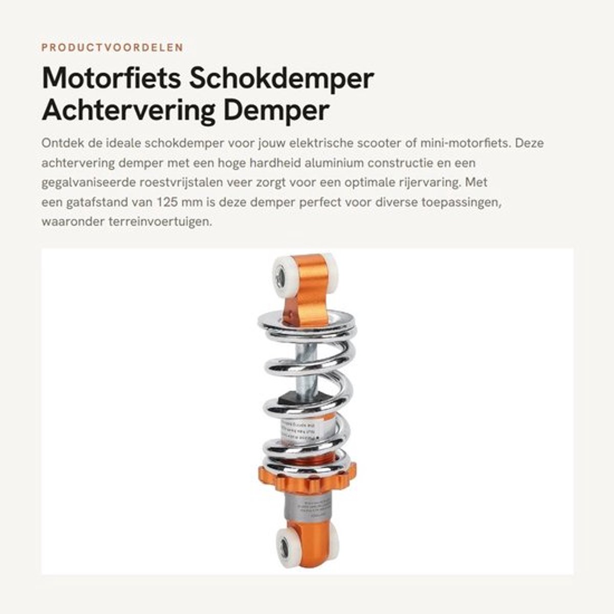 Motorfiets Schokdemper - Achtervering Demper 400lb - Hoogwaardige aluminium - Geschikt voor mini-scooter - 125 mm gatafstand
