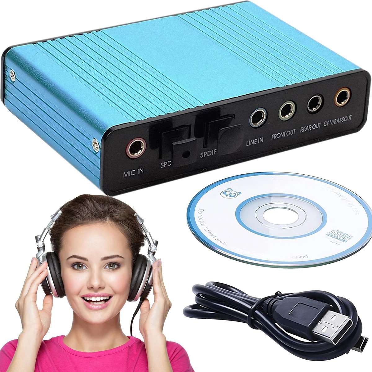 Externe geluidskaart 7.1 surround sound - USB audio adapter - volumeregeling - ideaal voor films en games - ShopVlot