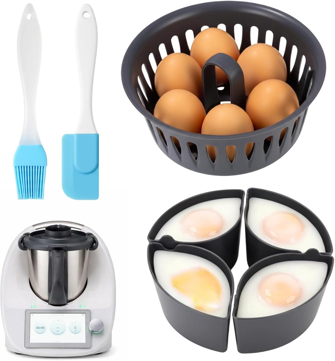 Eierkoker 2-in-1 - BPA-vrij siliconen - Voor 4 eieren en 6 eierschalen - Makkelijk poached eieren bereiden - ShopVlot