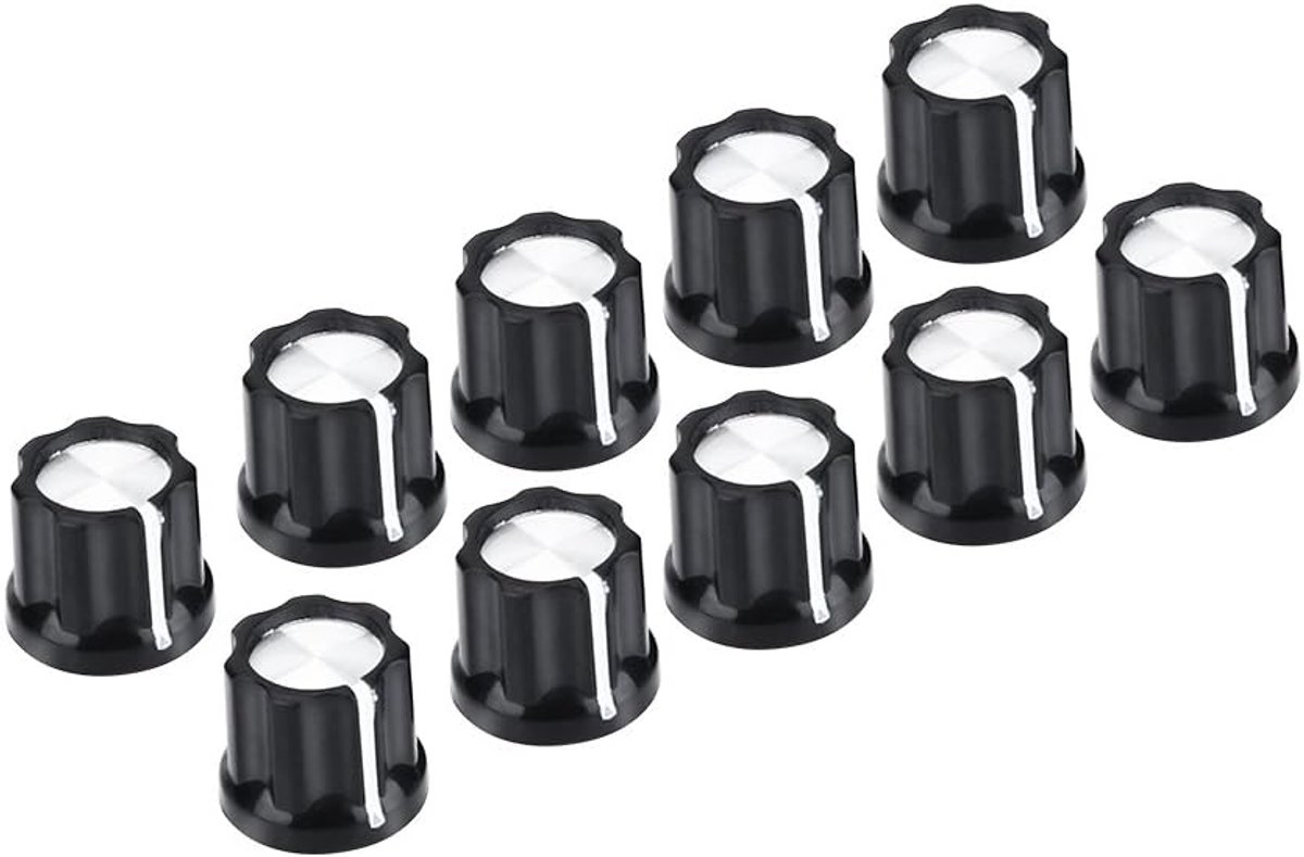Volume knoppen 10 stuks - Alu en plastic - Duurzaam en corrosiebestendig - Perfect voor elektrische gitaar en bas - ShopVlot