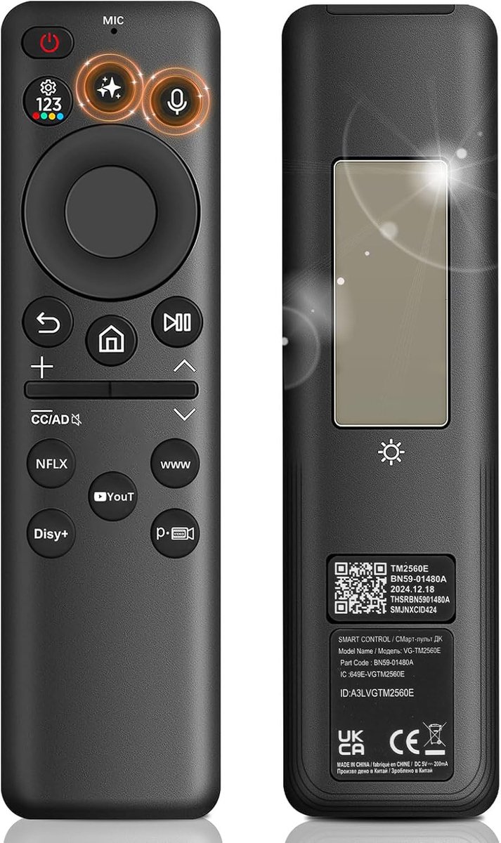 BN59-01432A Solar Voice Remote Vervanging voor Samsung TV Smart, Universele Afstandsbediening Bluetooth Vervanging met - ShopVlot