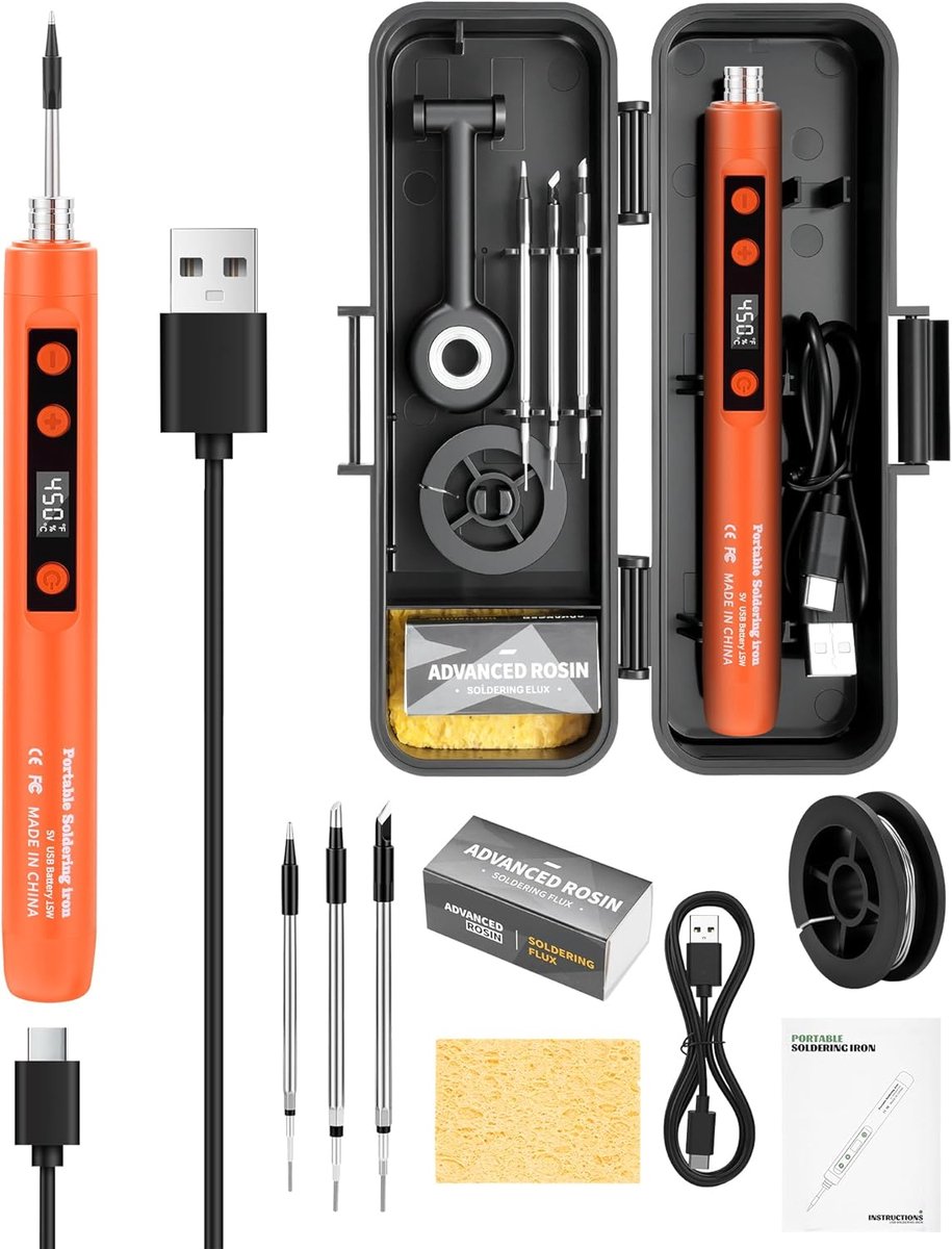 Electronic Soldering Iron Kit 15W - Heats up 8s - Battery 650mAh with Continuous Charging - ShopVlot