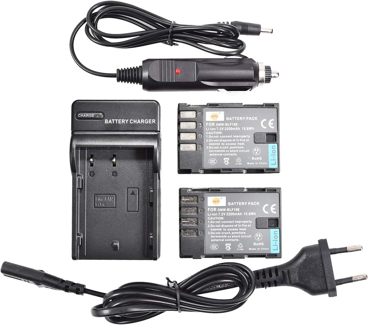 DSTE® (2 Pack) Replacement Battery and DC141E Travel Charger Compatible with Panasonic DMW-BLF19E Lumix DMC-GH3 - ShopVlot