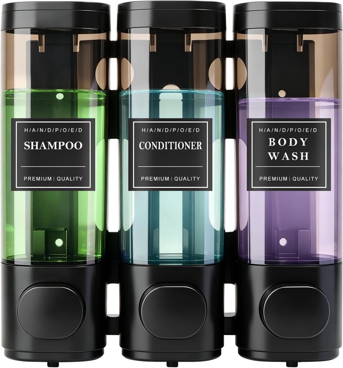 Zeepdispenser wandbevestiging shampoo douchegel dispenser 3 kamers douchedispenser muur zonder boren voor badkamer - ShopVlot