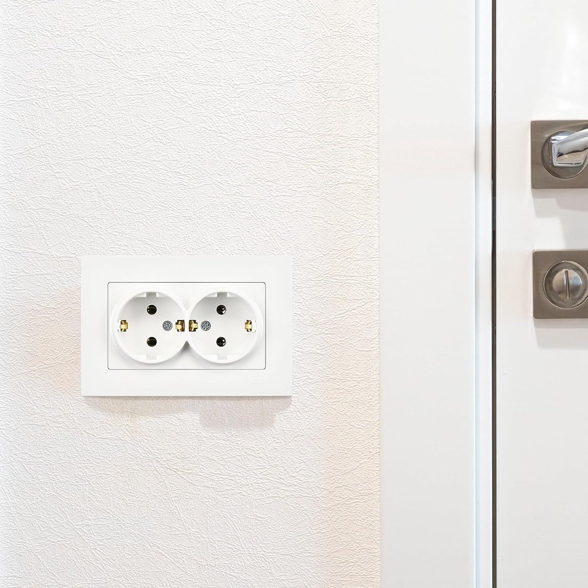 Built-in double socket, all-in-one, series M1, pure white - ShopVlot