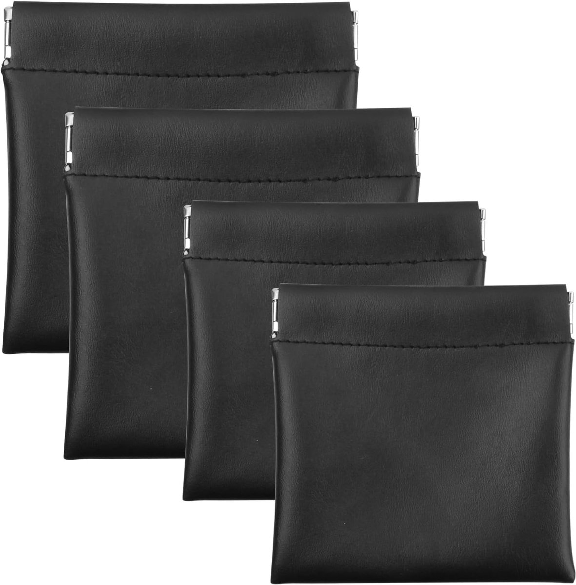 SnelShoppen - 4 Stuks Mini Leren Portemonnees, Muntportemonnee en Muntzak voor Vrouwen en Mannen, Cosmetica Tas, Veranderportemonnee met Sleutelhanger