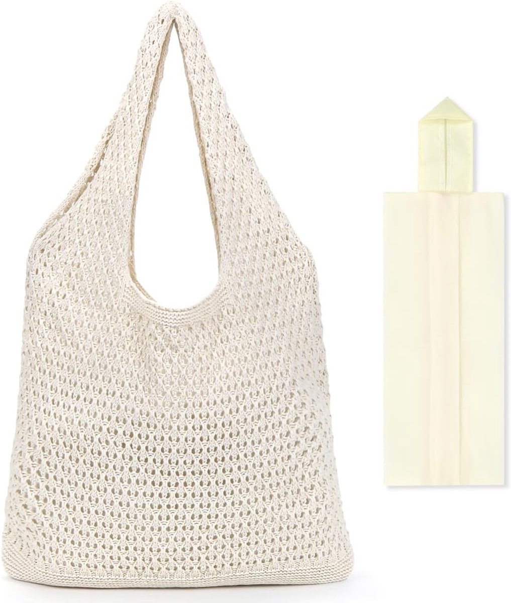 Strandtas voor dames - grote gehaakte schoudertas - boho stijl - ideaal voor vakantie - ShopVlot