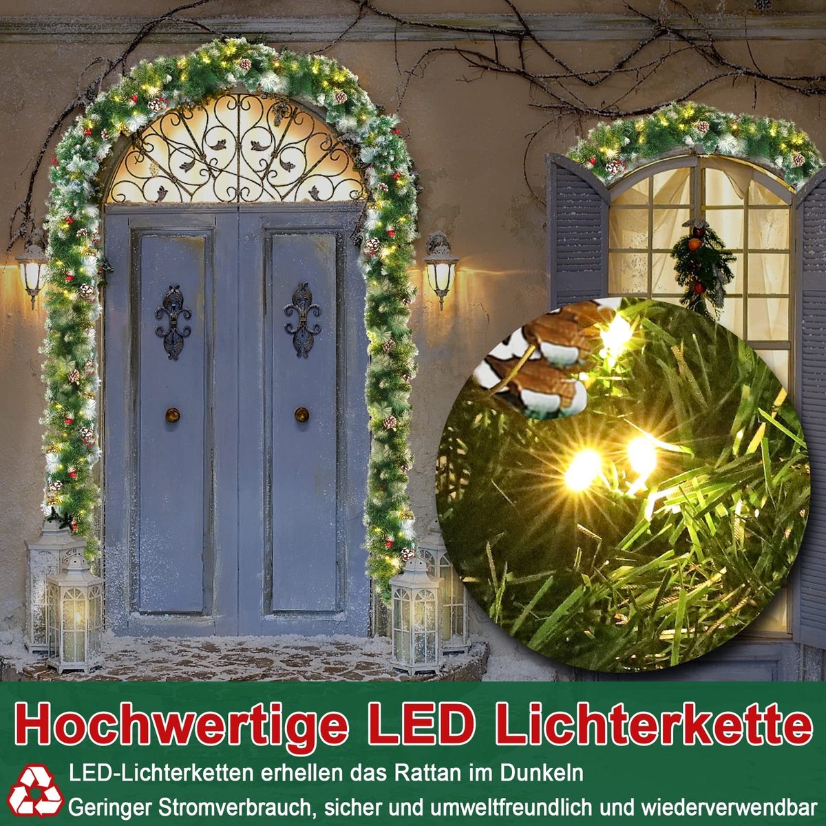Solidchoice - Kerstguirlande met LED Verlichting 800 cm – foto 3