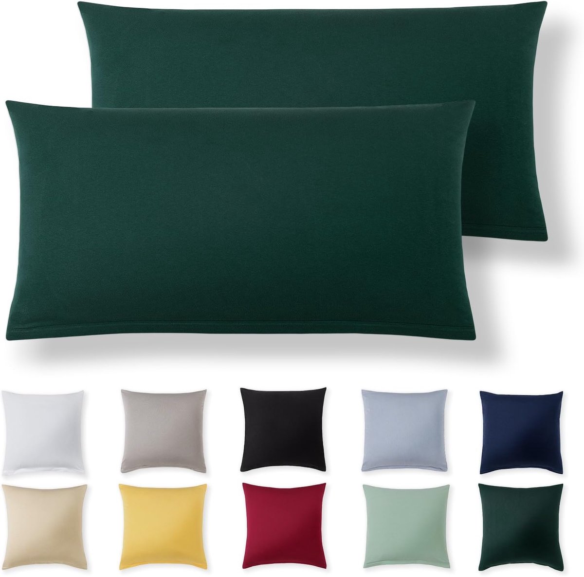 Kussensloop 40 x 80 cm - Bosgroen - 100% Jersey Katoen - Super Zacht en Ademend - ShopVlot