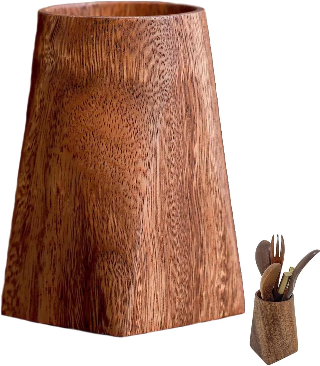 Houten pennenkoker 6 x 5 x 10 cm - Zuid-Amerikaans massief hout - duurzaam en sterk - ShopVlot